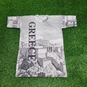 Vintage 90s Greece AOP Acropolis Shirt S/M 19x28 Greek USA